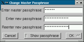 Change master passphrase dialog